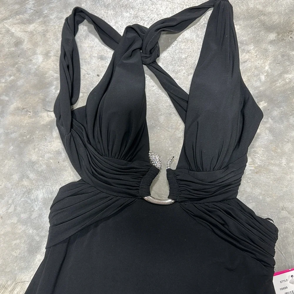Morgan & Co.Long black dress with silver and rhinestone accents /Size 5/6 / E-13